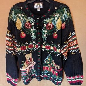 Tiara International Teddy Bear, Ornament Christmas Cardigan Multicolor XL